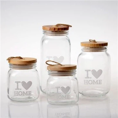 Stóráil jar gloine le glas gearrthóg miotail